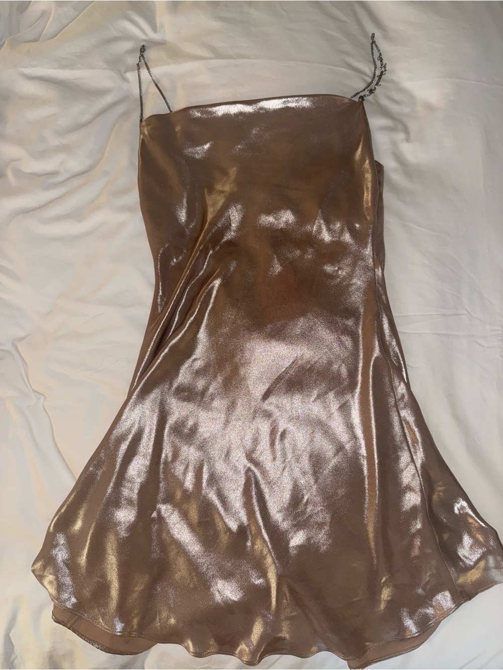 Diesel Satin Mini Dress in Shimmery Taupe
